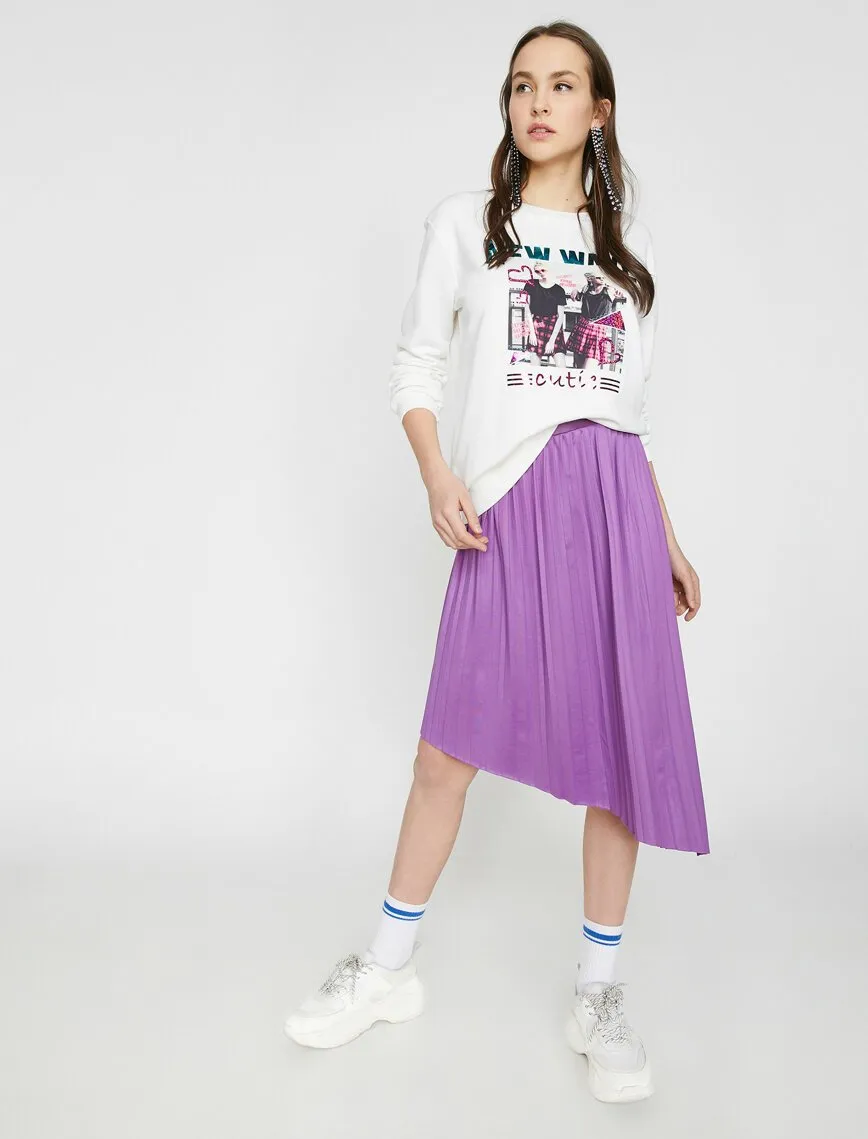 11936 Lilac Pleated Midi Skirt