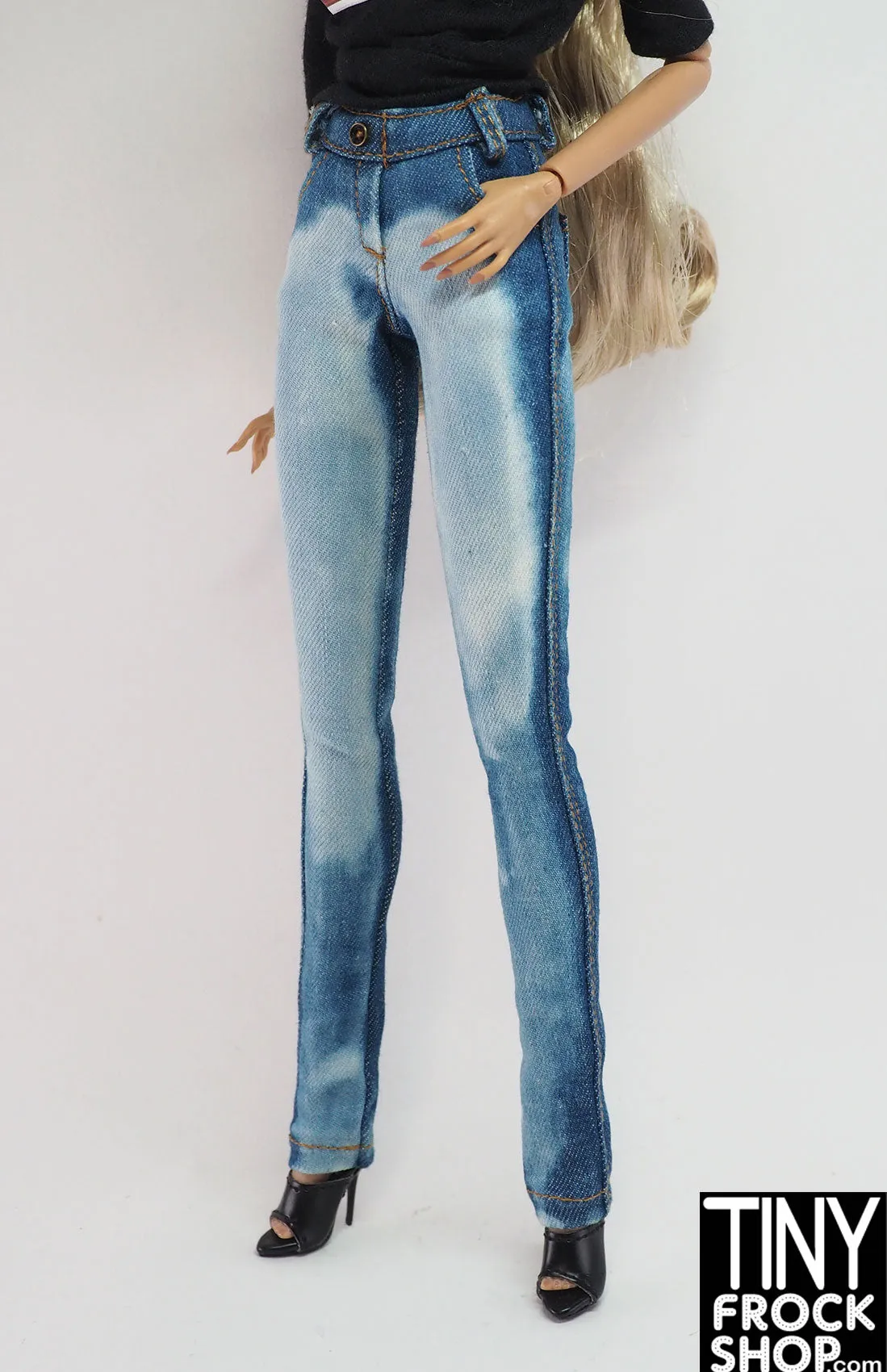 12" Fashion Royalty Bleached Blue Denim Jeans