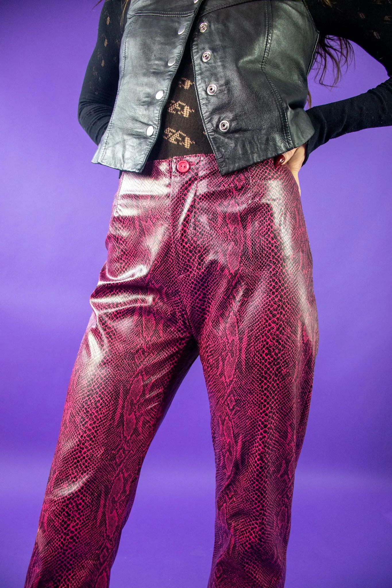 2000s Pink Wet Look Flares