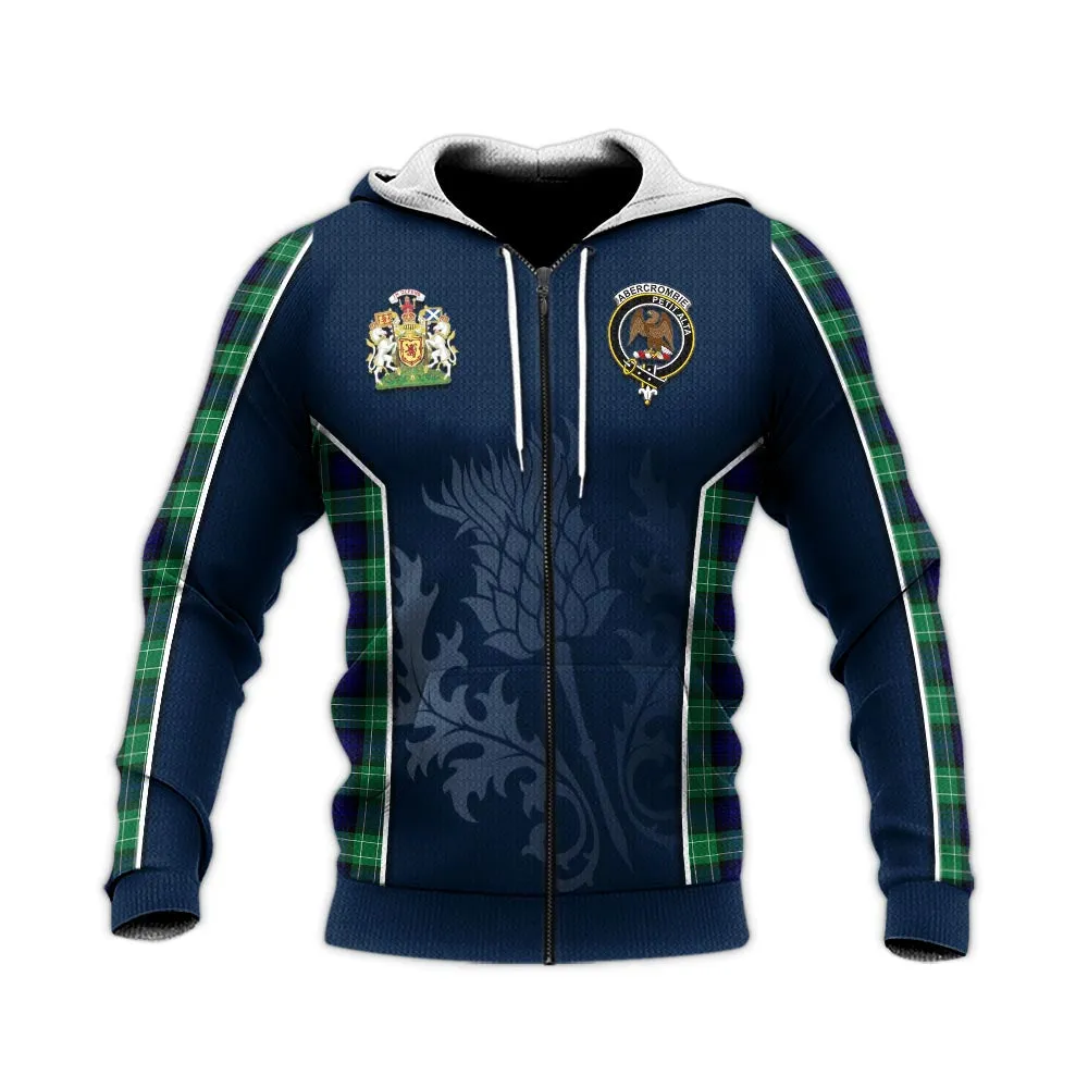 Abercrombie Tartan Knitted Hoodie with Family Crest and Scottish Thistle Vibes Sport Style