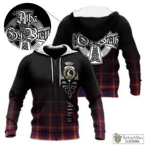 Ainslie Tartan Knitted Hoodie Featuring Alba Gu Brath Family Crest Celtic Inspired