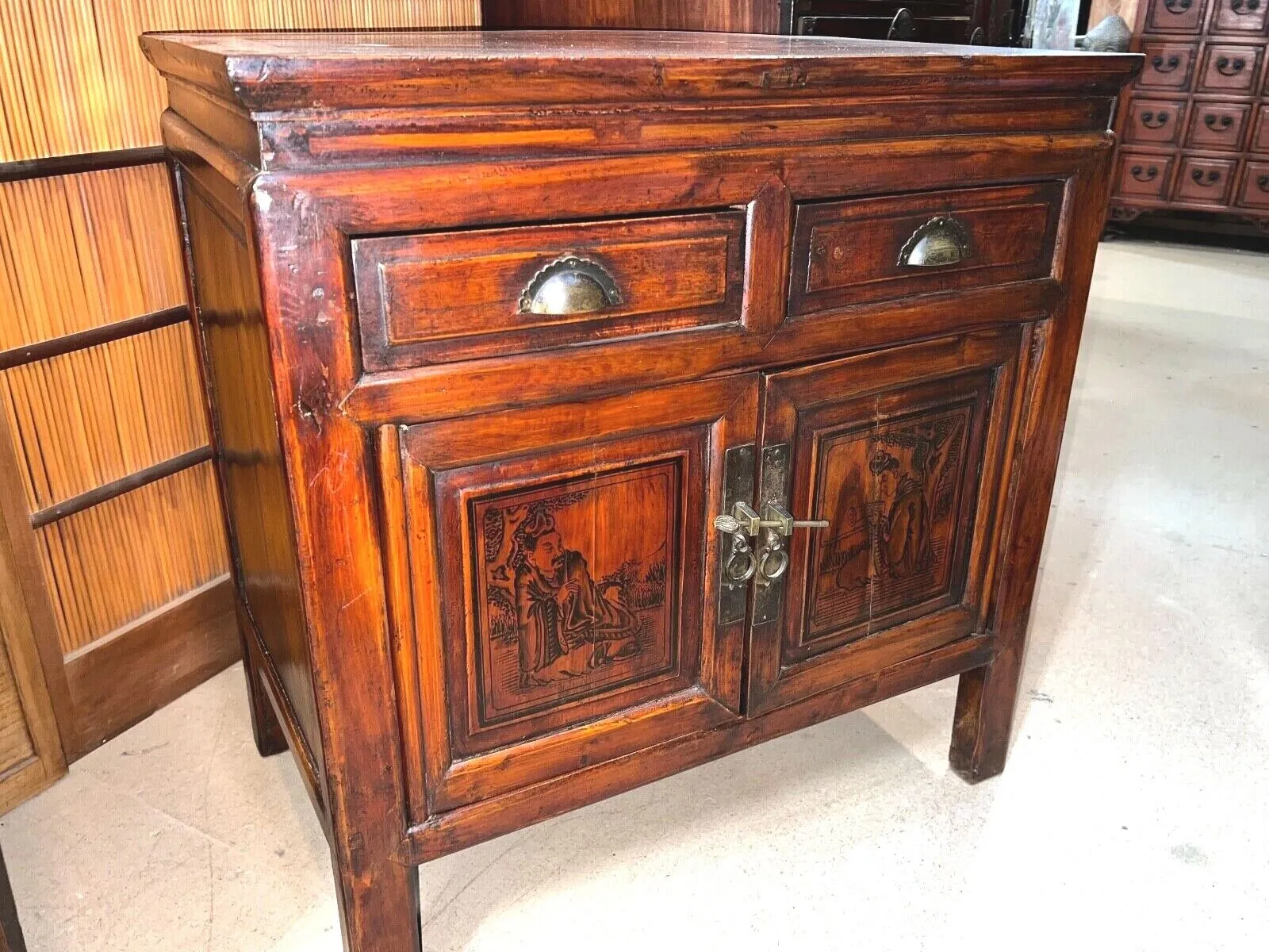 Antique Chinese Cabinet Qing Dynasty Late 1800's to Early 1900's Hand Painted