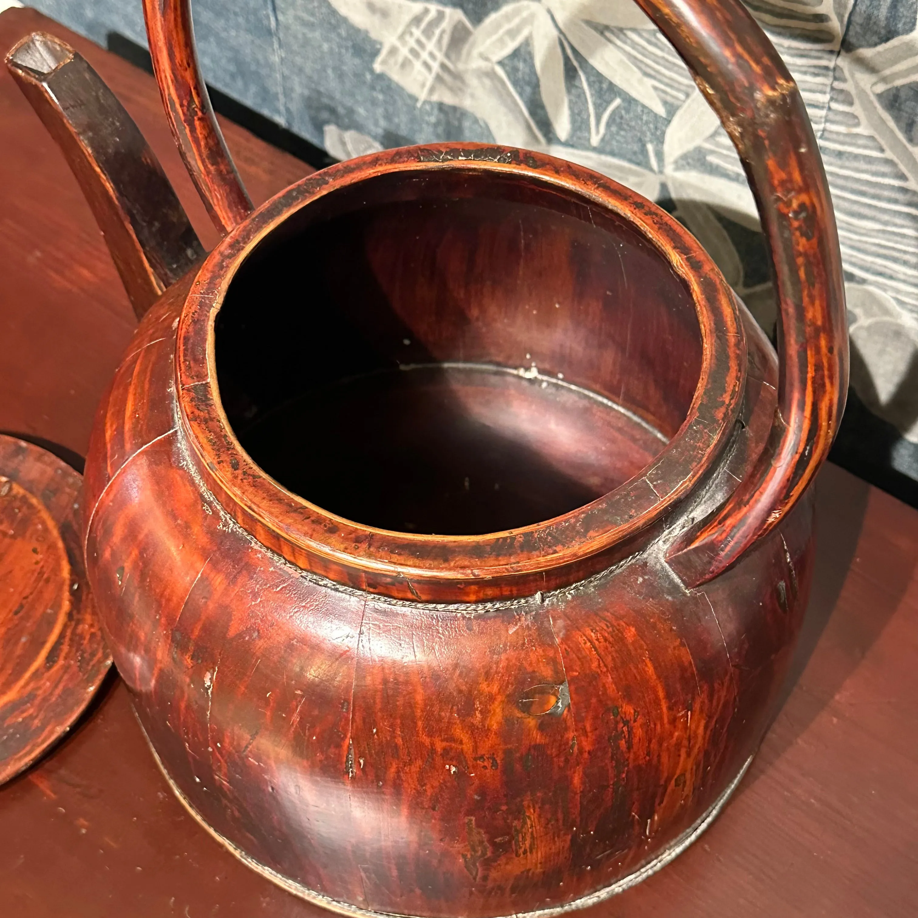 Antique Chinese Large Wooden Water Pitcher 14x14