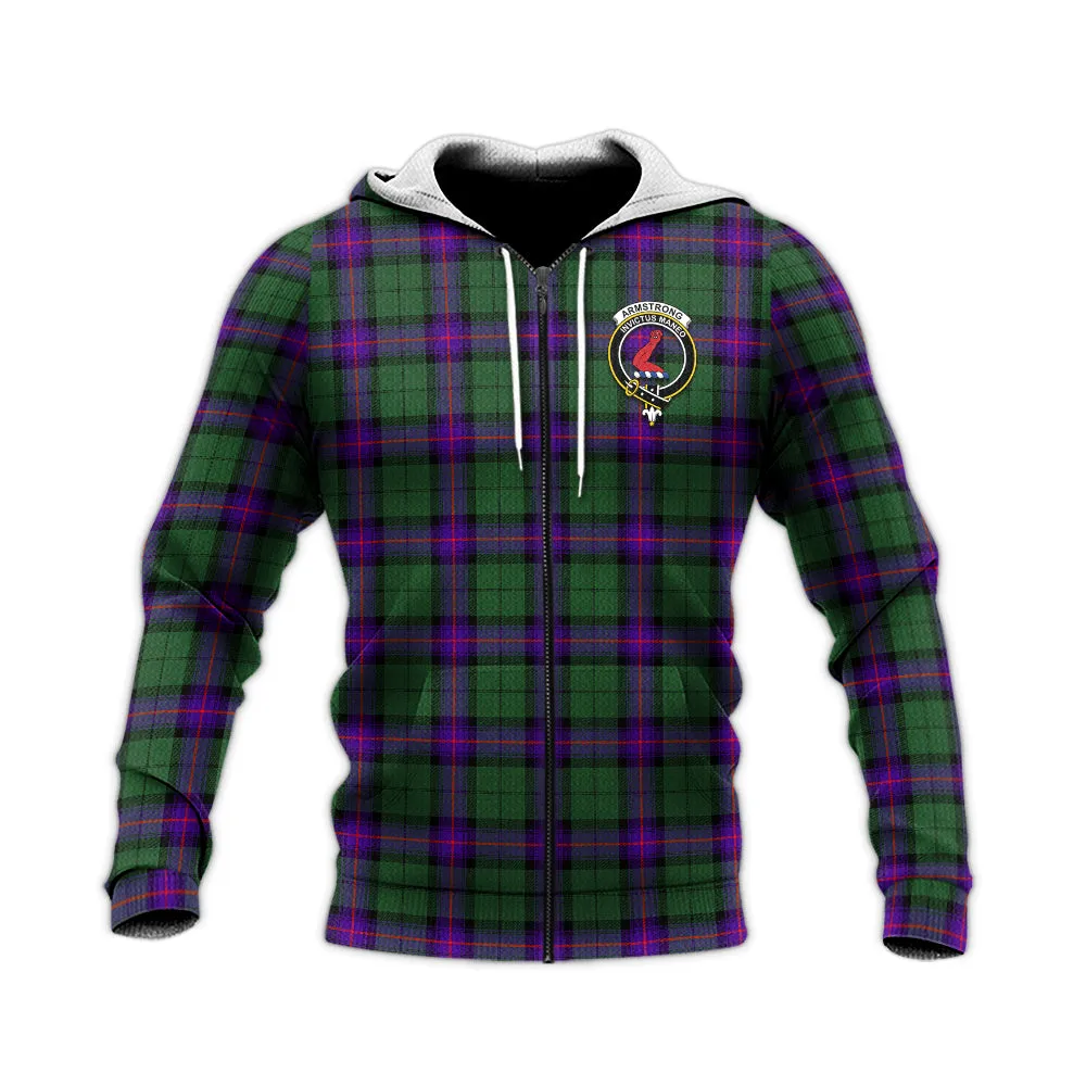 Armstrong Modern Tartan Knitted Hoodie with Family Crest