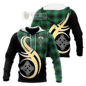 Arthur Ancient Tartan Knitted Hoodie with Family Crest and Celtic Symbol Style