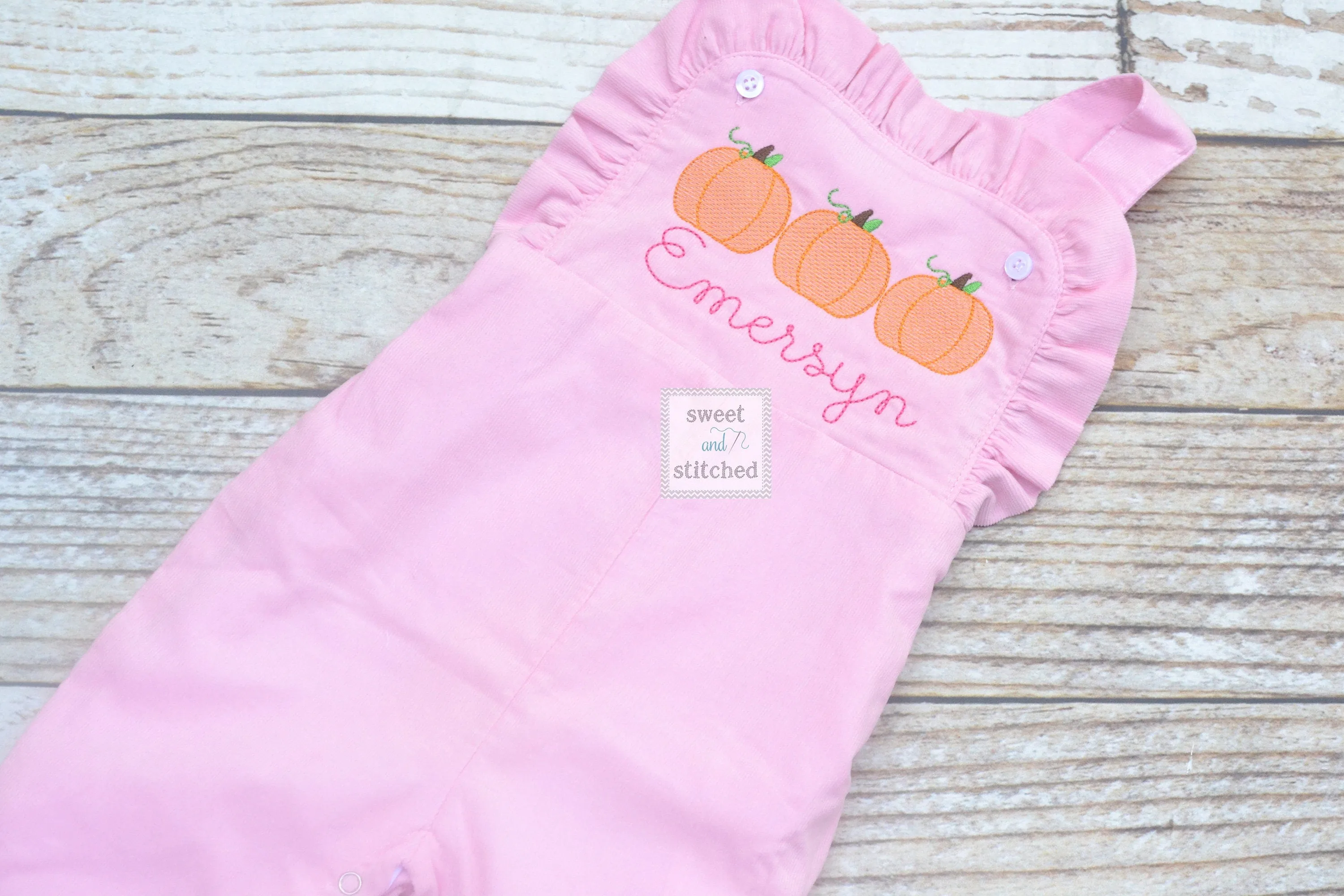 Baby girl monogrammed fall pumpkin overalls, monogrammed corduroy overalls, Pink Cord thanksgiving outfit, pumpkin patch