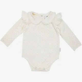 Baby Polka Collared Bodysuit - Cream