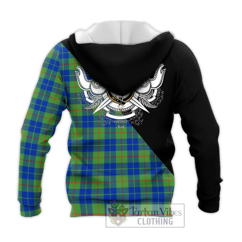 Barclay Hunting Ancient Tartan Knitted Hoodie with Family Crest and Military Logo Style