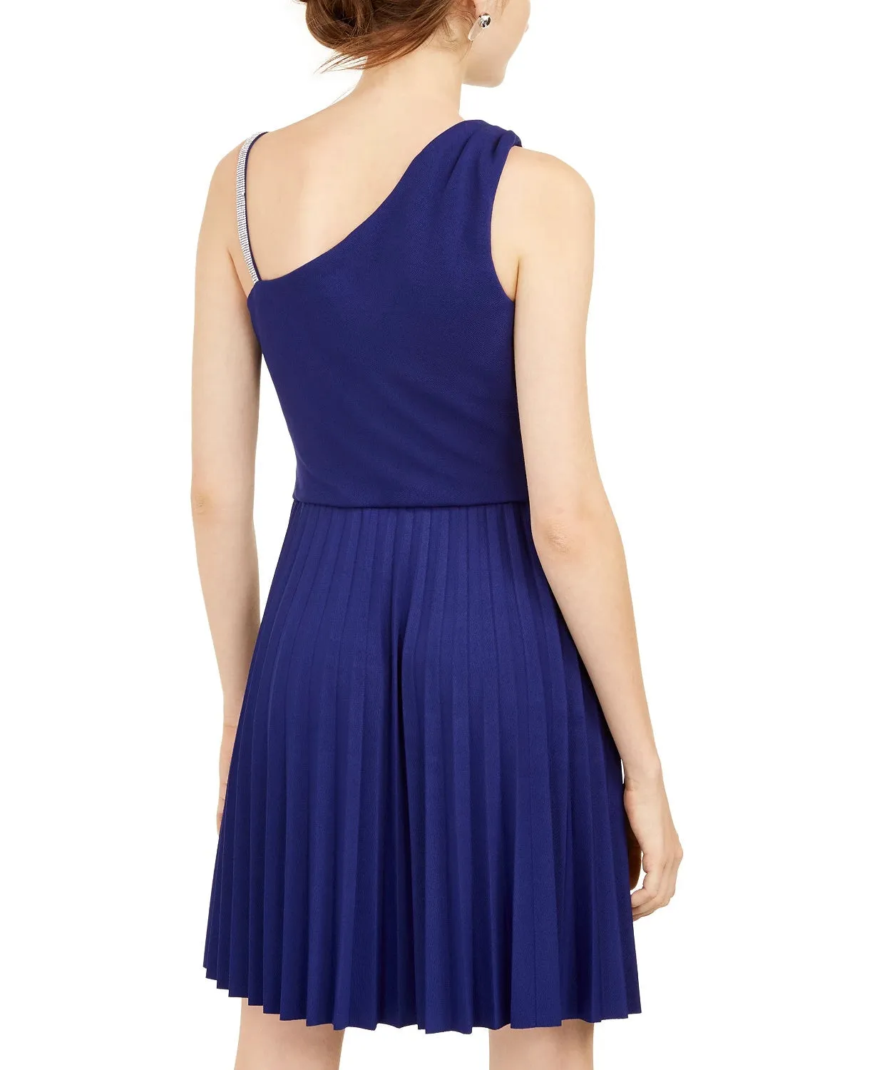 BCX Junior's Asymmetrical Strap Dress Blue Size Medium