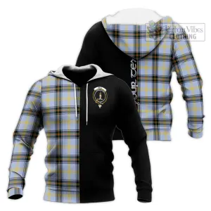 Bell Tartan Knitted Hoodie with Family Crest and Half Of Me Style