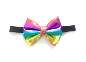 Big Leather Bow Headband - Rainbow