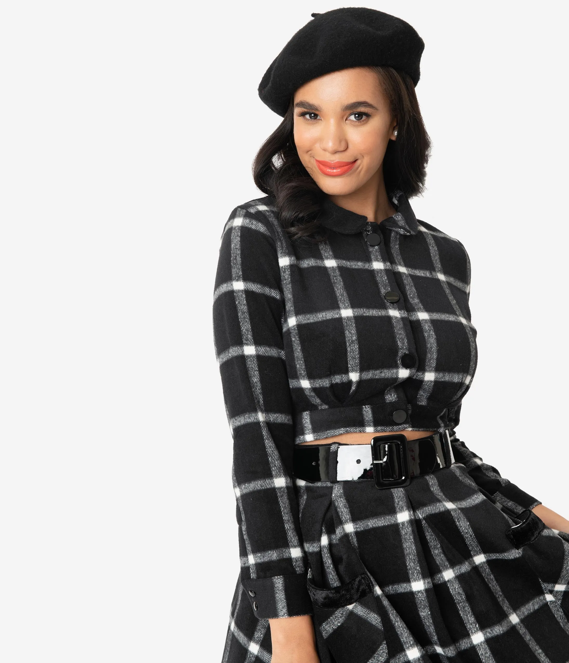 Black & White Checkered Belmont Crop Jacket