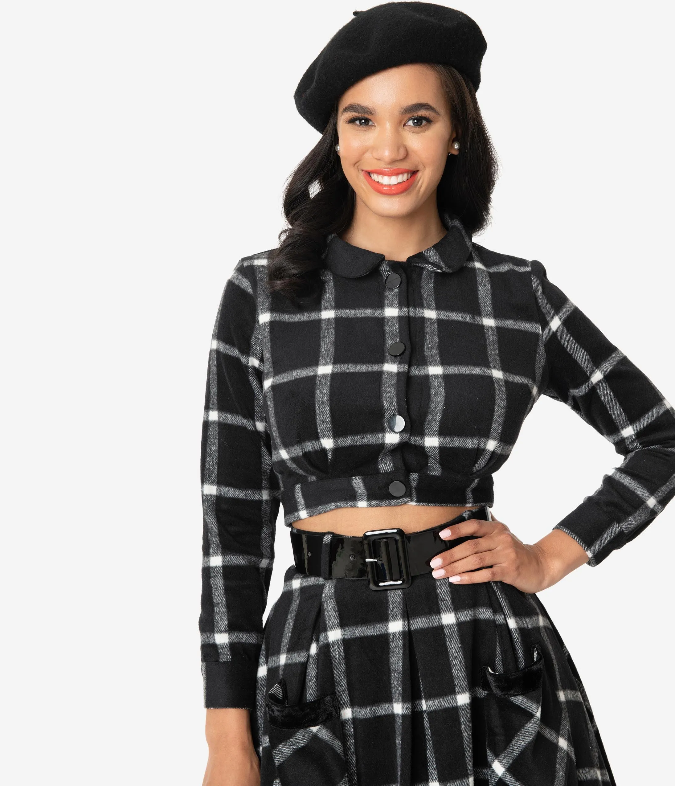 Black & White Checkered Belmont Crop Jacket