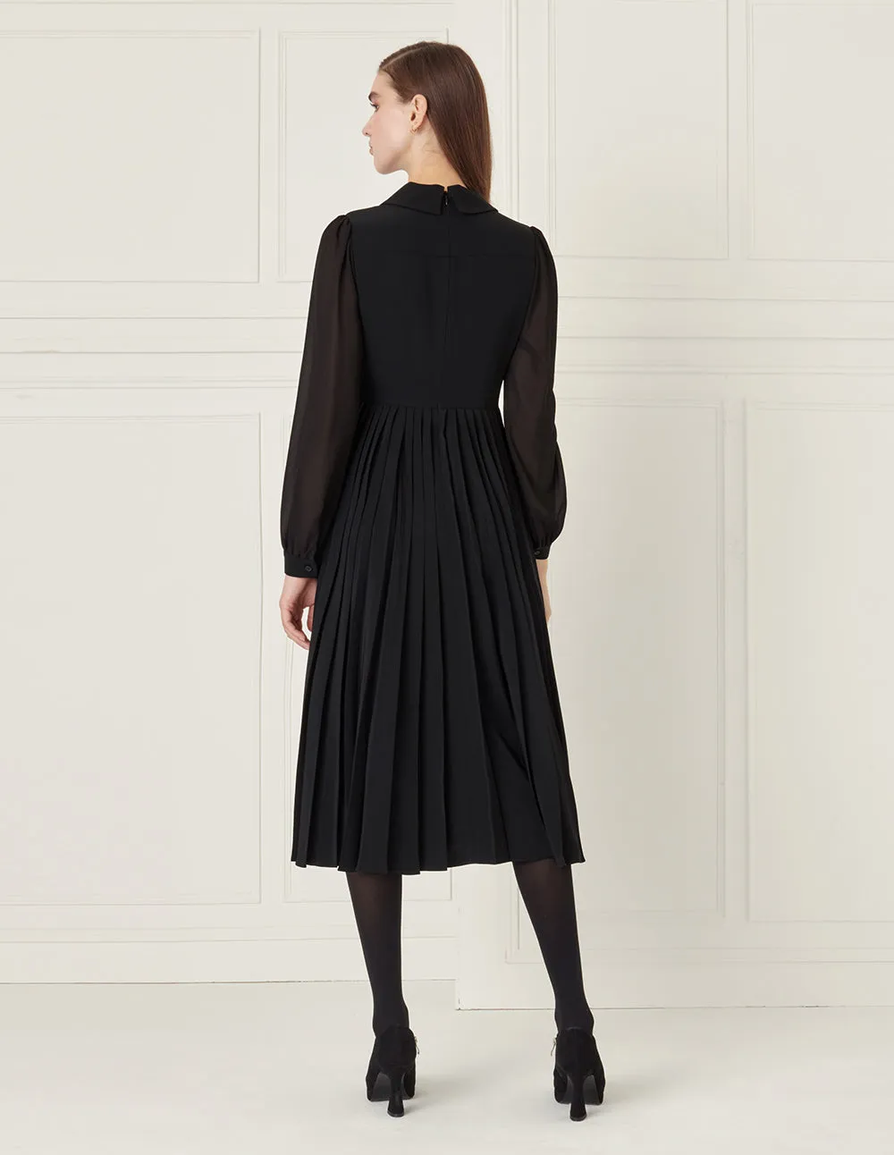 BORA AKSU Wrap Style Pleated Skirt Long Dress