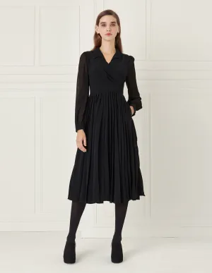 BORA AKSU Wrap Style Pleated Skirt Long Dress