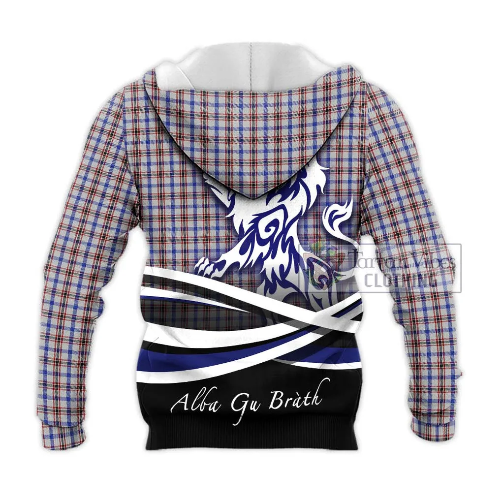 Boswell Tartan Knitted Hoodie with Alba Gu Brath Regal Lion Emblem