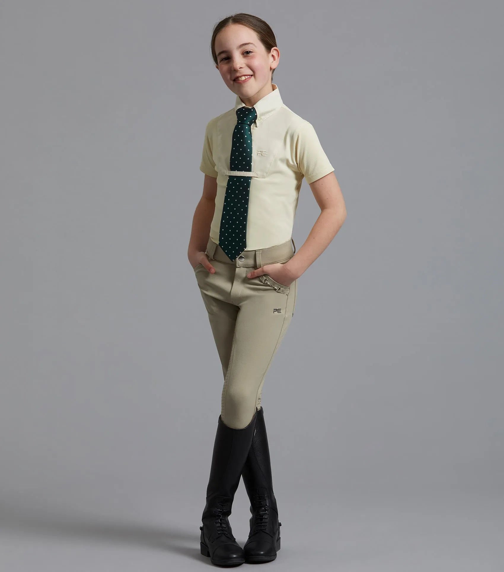 Brava Girls Full Seat Gel Competition Riding Breeches Beige