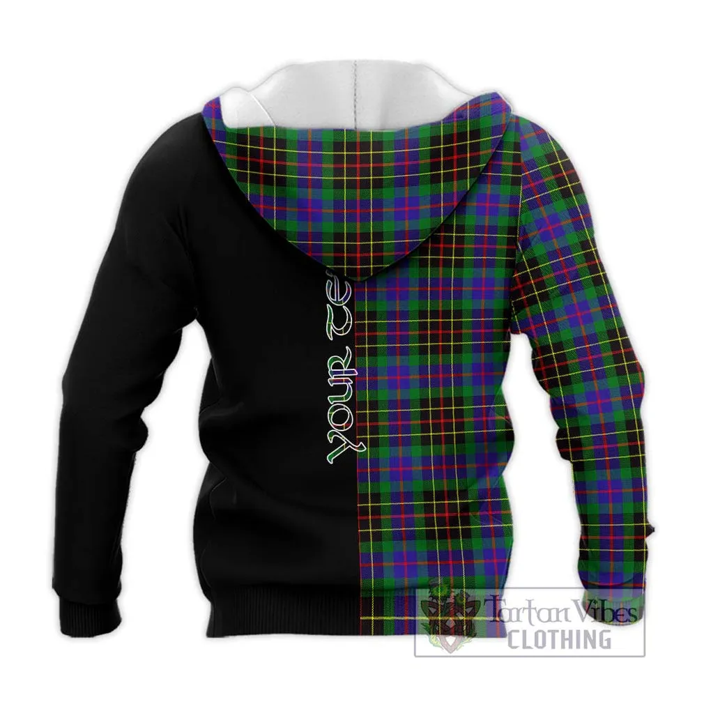 Brodie Hunting Modern Tartan Knitted Hoodie with Family Crest and Half Of Me Style