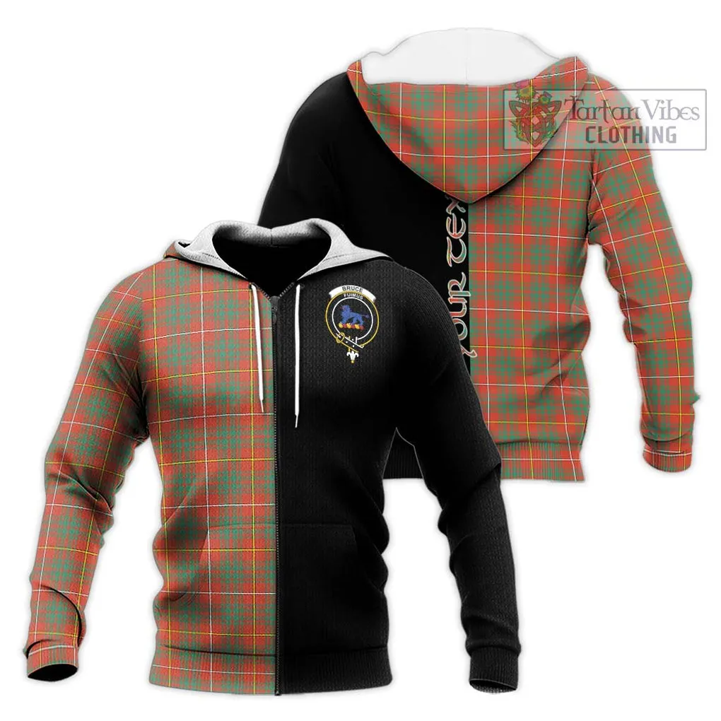 Bruce Ancient Tartan Knitted Hoodie with Family Crest and Half Of Me Style