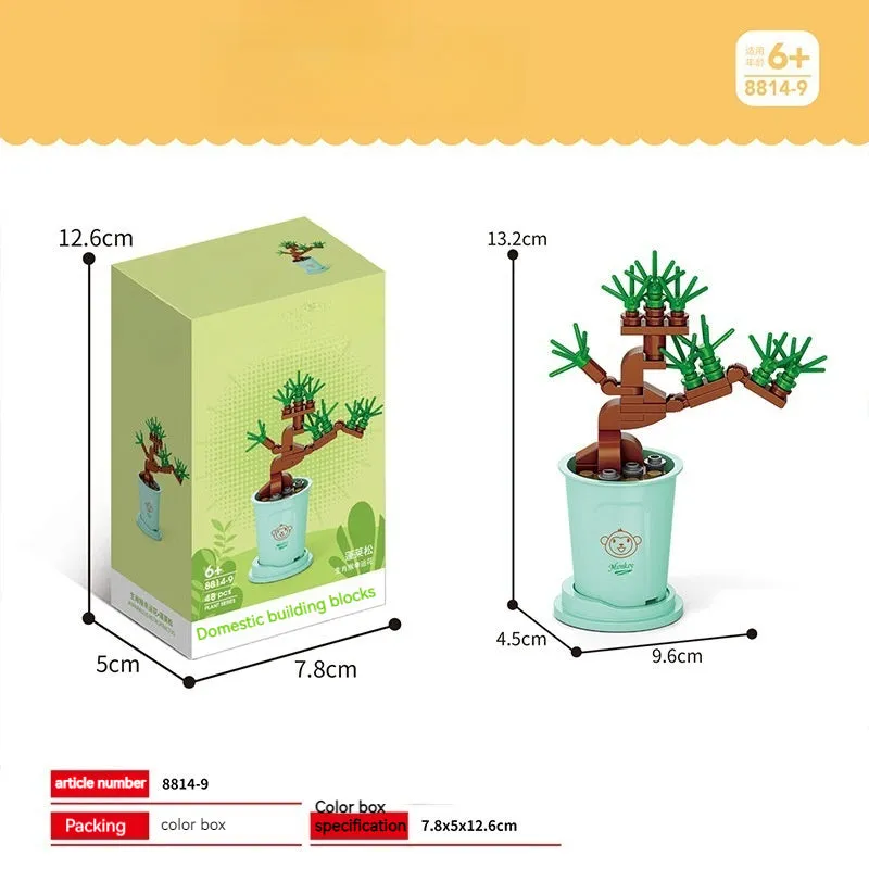 Building Blocks Flower Pot DIY Small Particles Educational Toys Desktop Decoration Puzzle