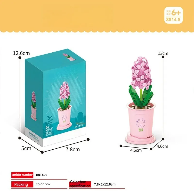 Building Blocks Flower Pot DIY Small Particles Educational Toys Desktop Decoration Puzzle