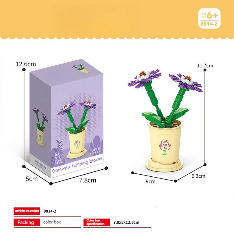 Building Blocks Flower Pot DIY Small Particles Educational Toys Desktop Decoration Puzzle