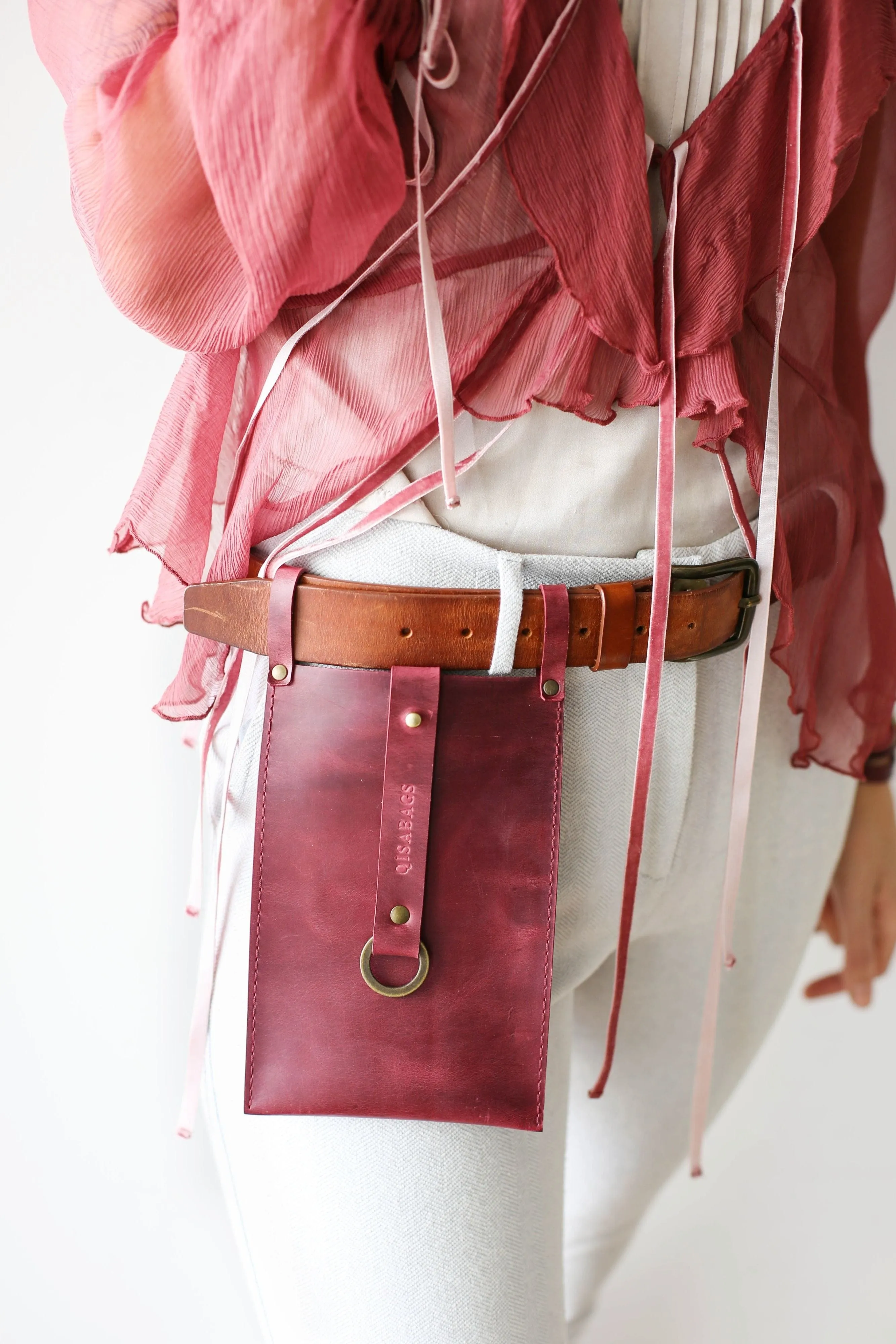 Burgundy Leather Phone Bag