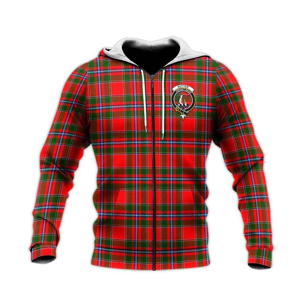 Butter Tartan Knitted Hoodie with Family Crest