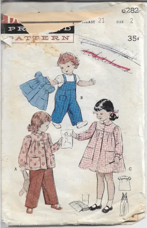 Butterick 6282 Toddler Smock Overalls Vintage Sewing Pattern 1950s