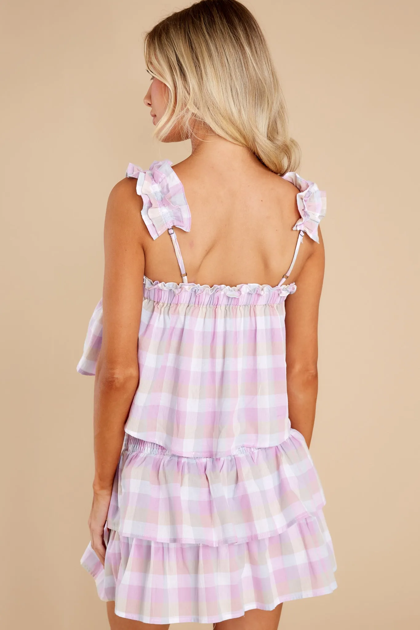 Change Your Tune Pink Plaid Cotton Two Piece Set