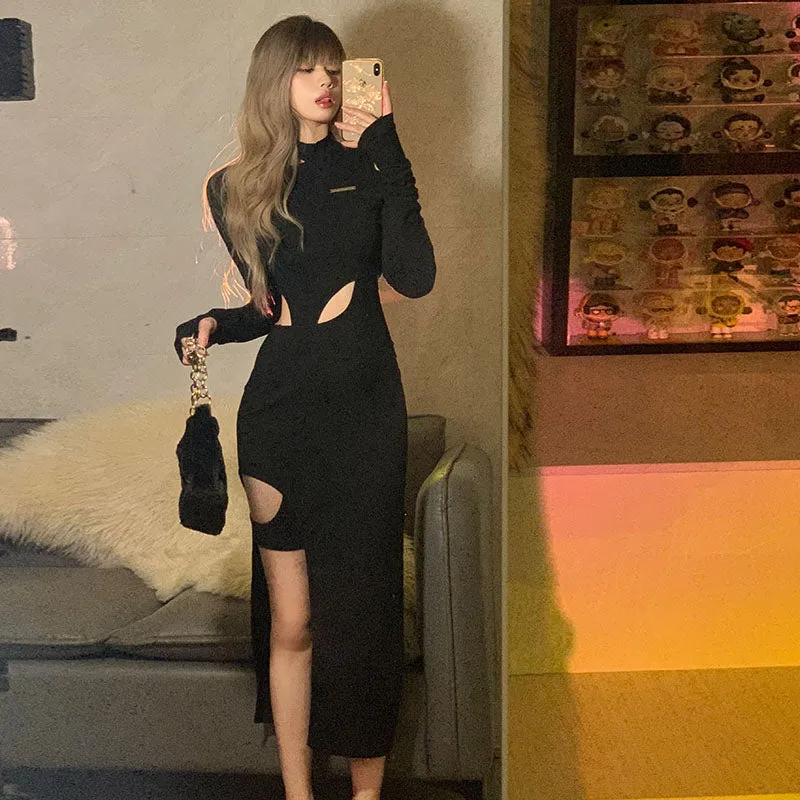 Chic Hollow Cut Irregular High Waist Dress