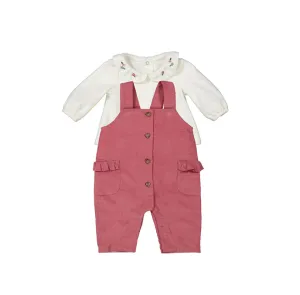 Corduroy Overall and T-shirt Set- Rose