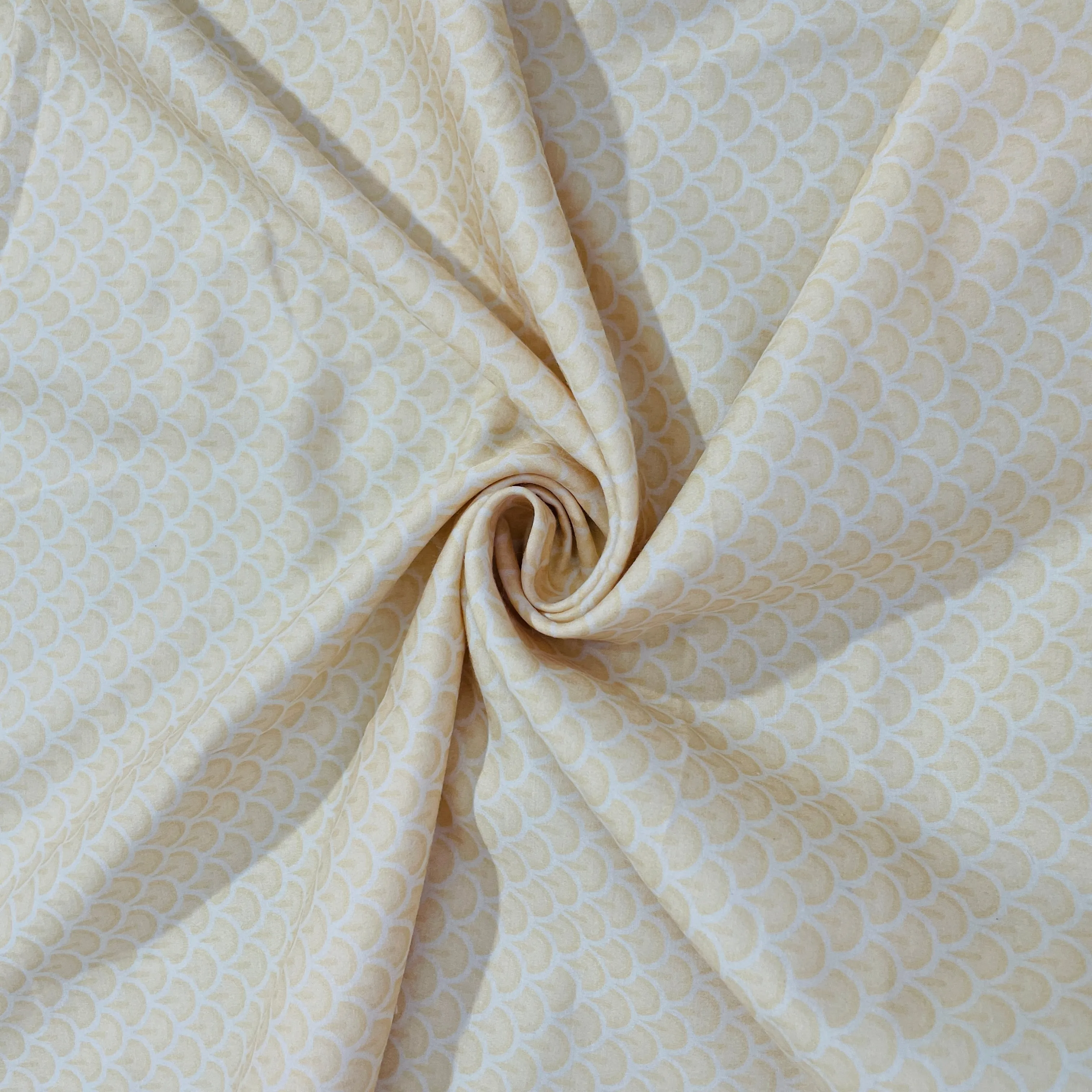 Cream Traditional Print Cotton Satin Fabric 9