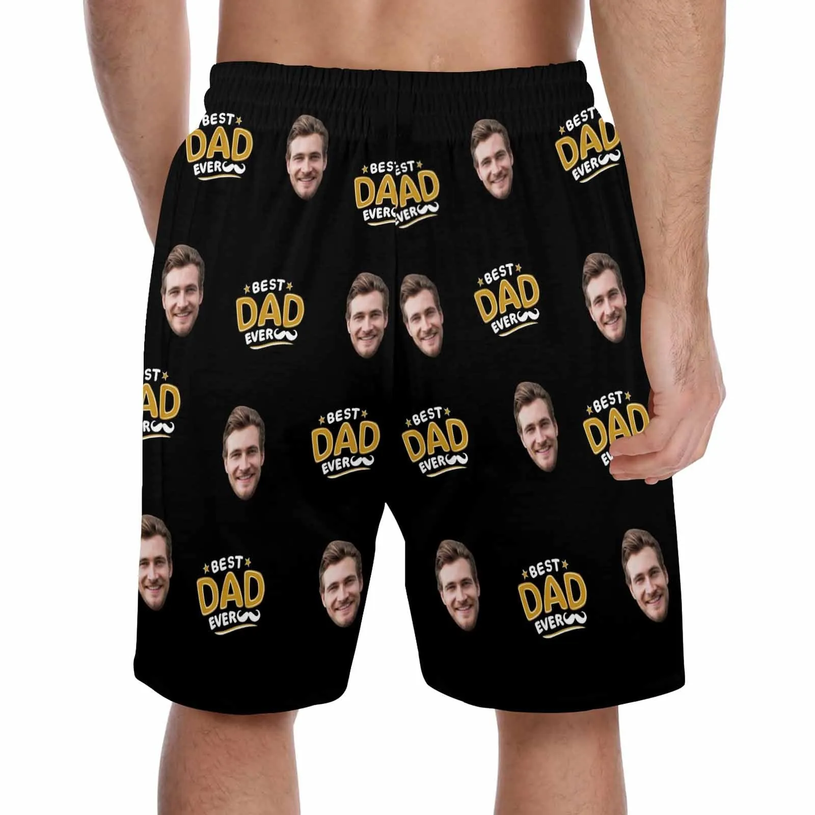 Custom Face Men's Pajama Shorts Personalized Best Dad Sleepwear Shorts