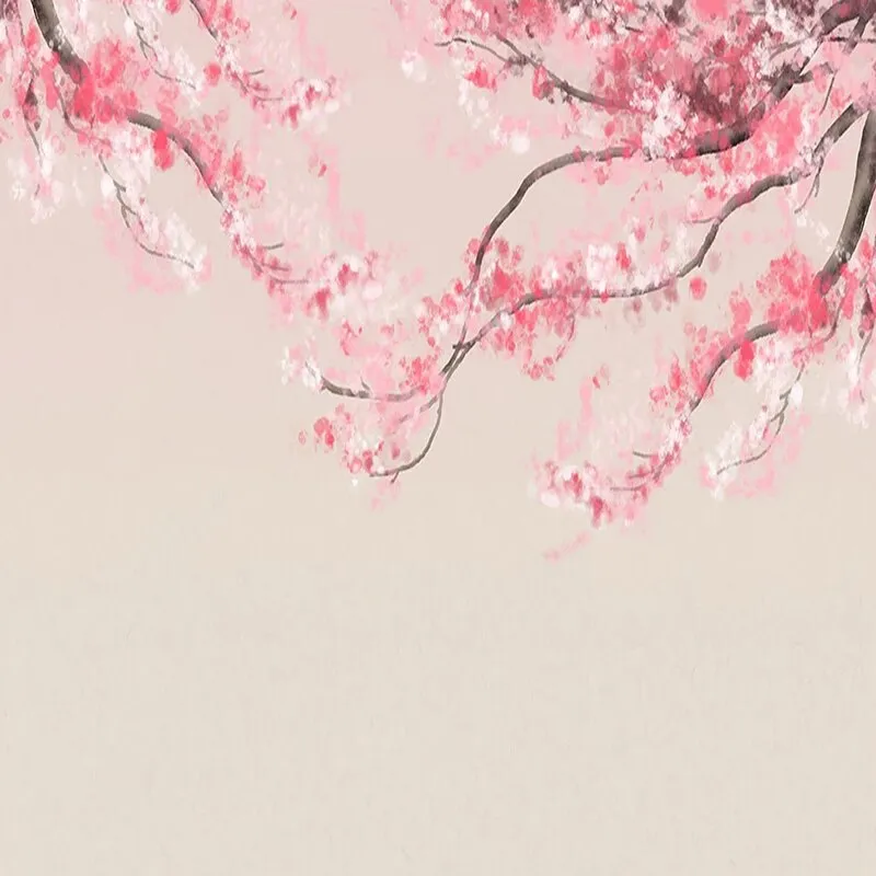 Custom Mural Wallpaper Chinese Style Watercolor Cherry Blossom (㎡)