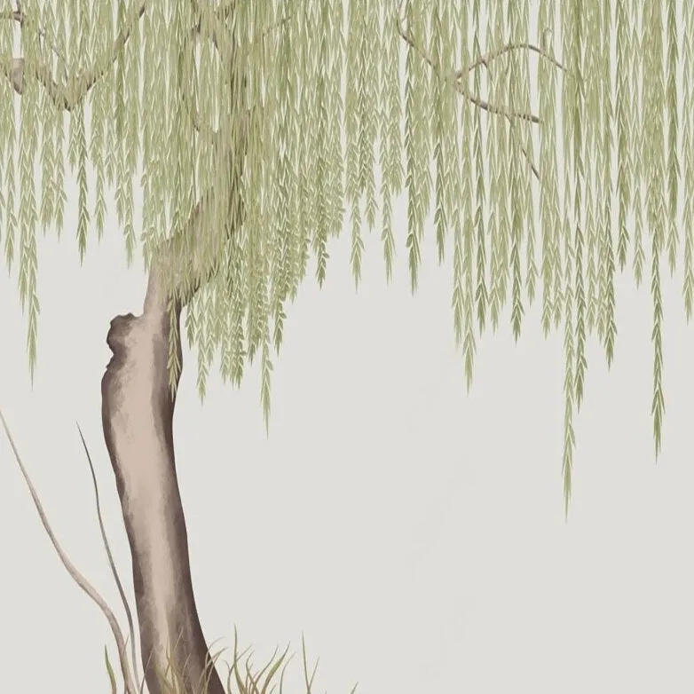 Custom Mural Wallpaper Chinese Style Willow Scenery (㎡)