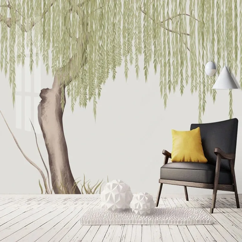 Custom Mural Wallpaper Chinese Style Willow Scenery (㎡)