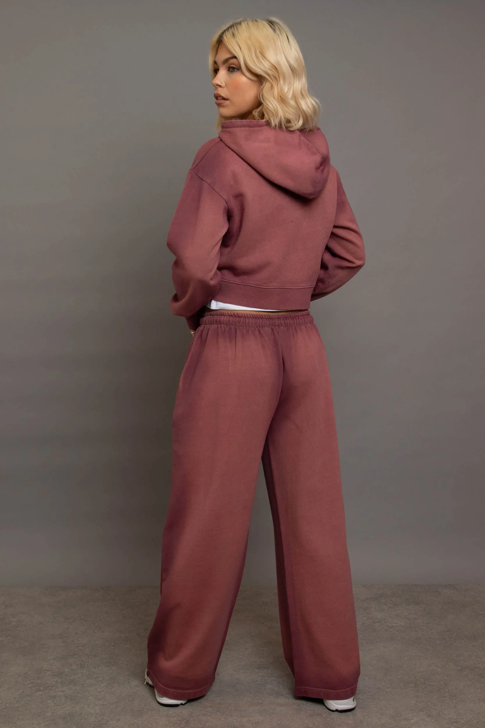 Daisy Street - Dark Pink Wide Leg Joggers with NY Applique