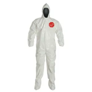 DuPont™ Tychem SL Coveralls attacheD/Socks, 3XL, Hood/Boots, Elastic Wrists, Zip, SL122B-3XL