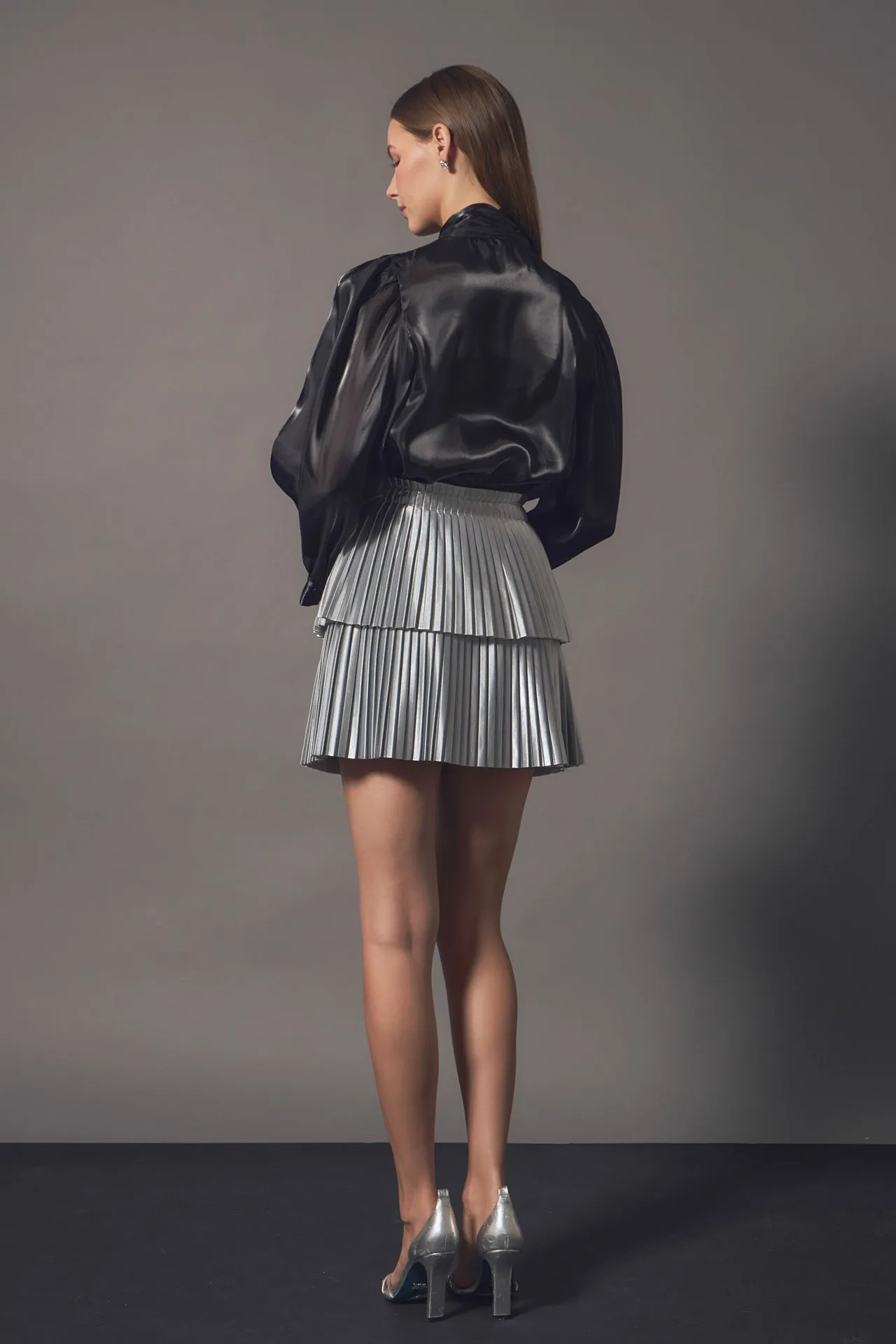 Endless Rose - Shiny Pu Pleated Mini Skirt