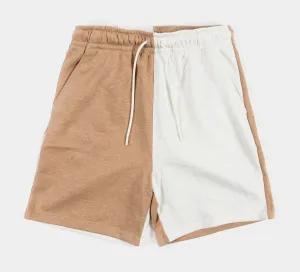 Essentials Fleece Mens Shorts (Beige/White)