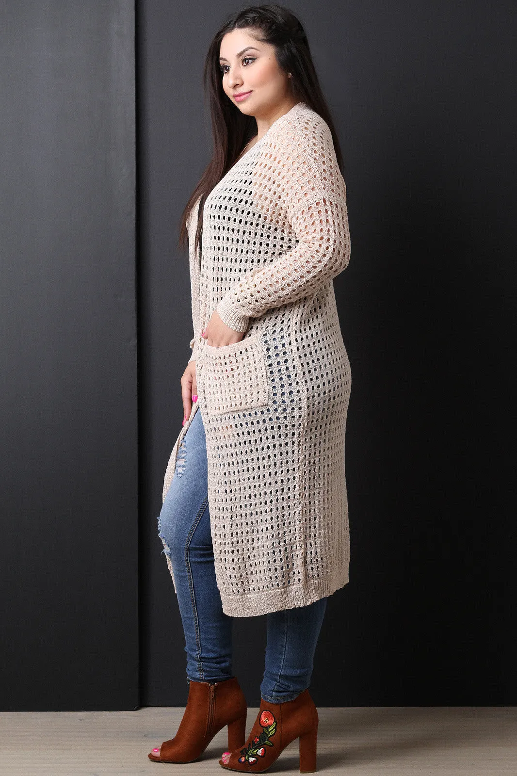 Eyelet Duster Cardigan