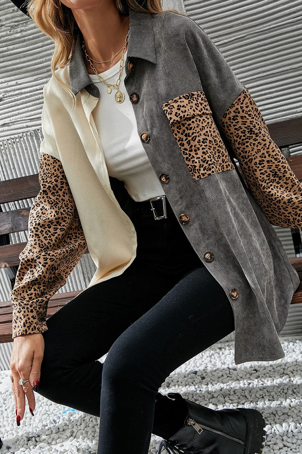 Fallon Leopard Corduroy Jacket