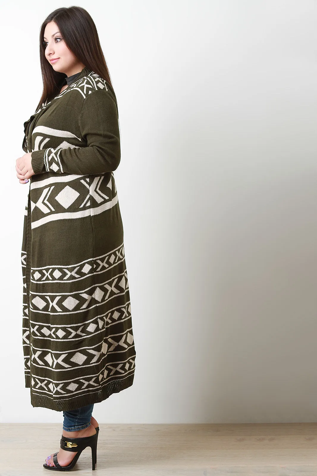 Geo Aztec Longline Cardigan