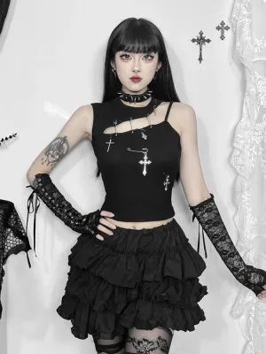 Gothic Fashion Punk Crop Cross Bustier Top