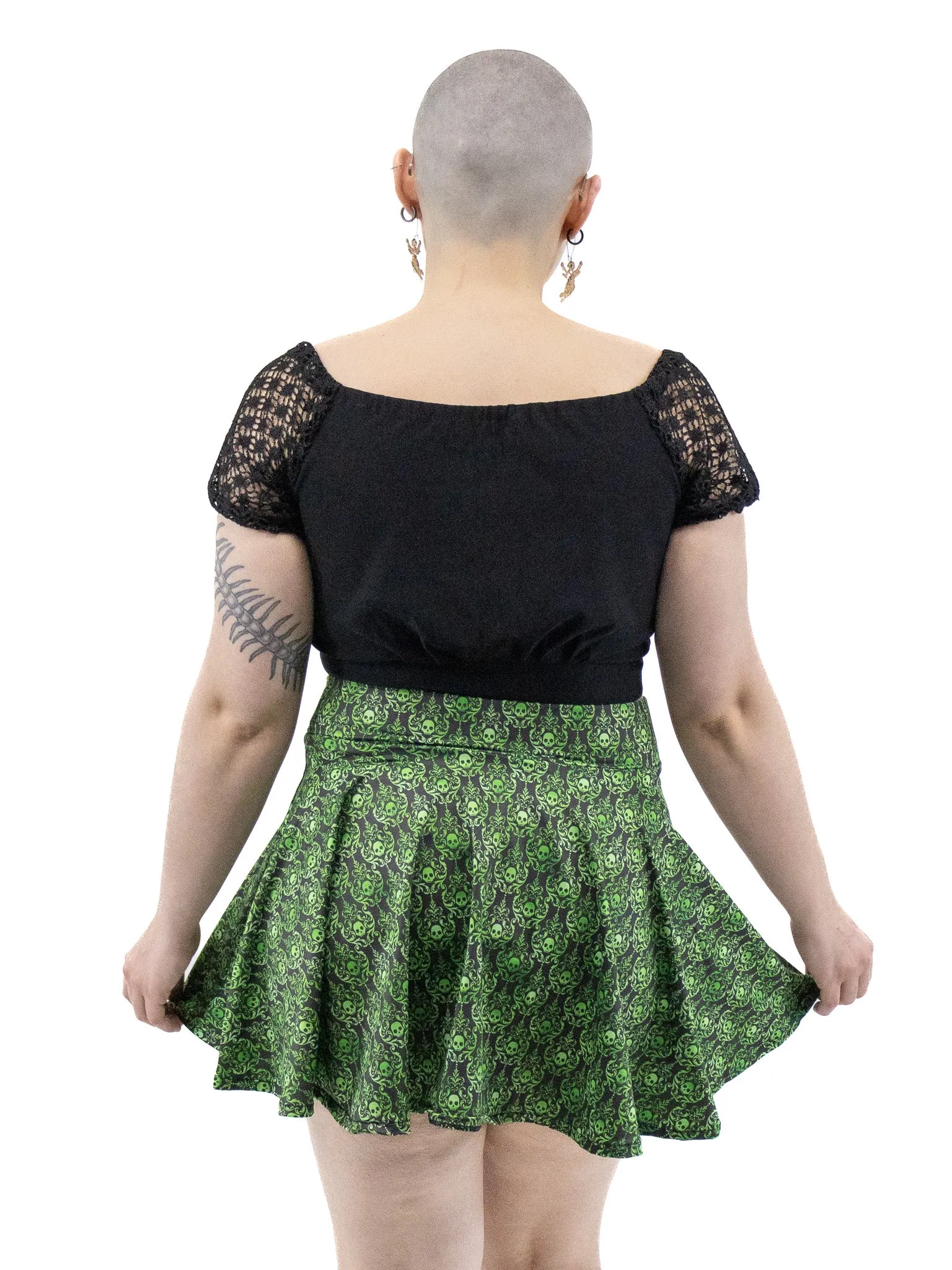 Green Gothic Skulls Skirt