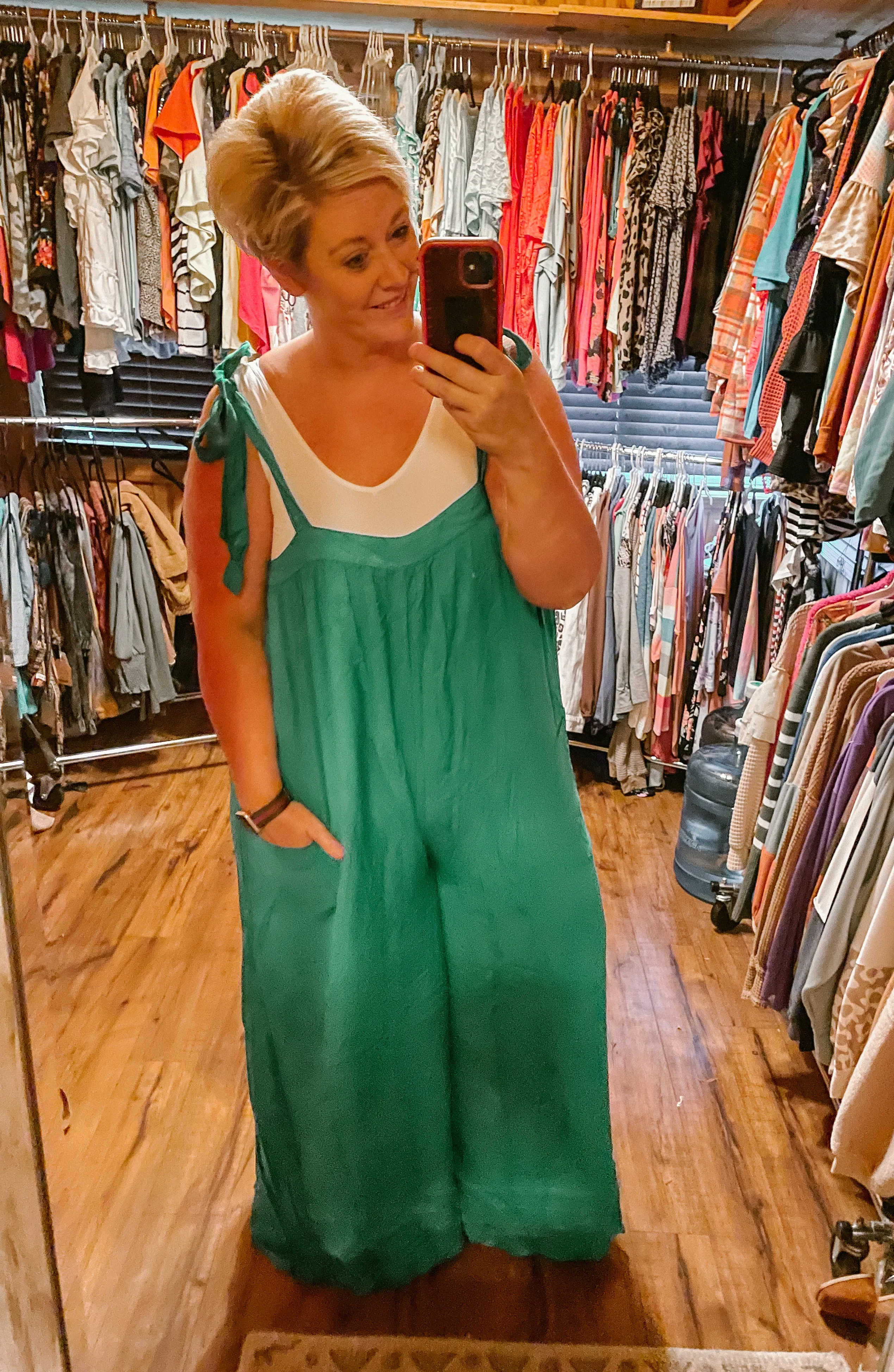 Green Tie Strap Jumpsuit