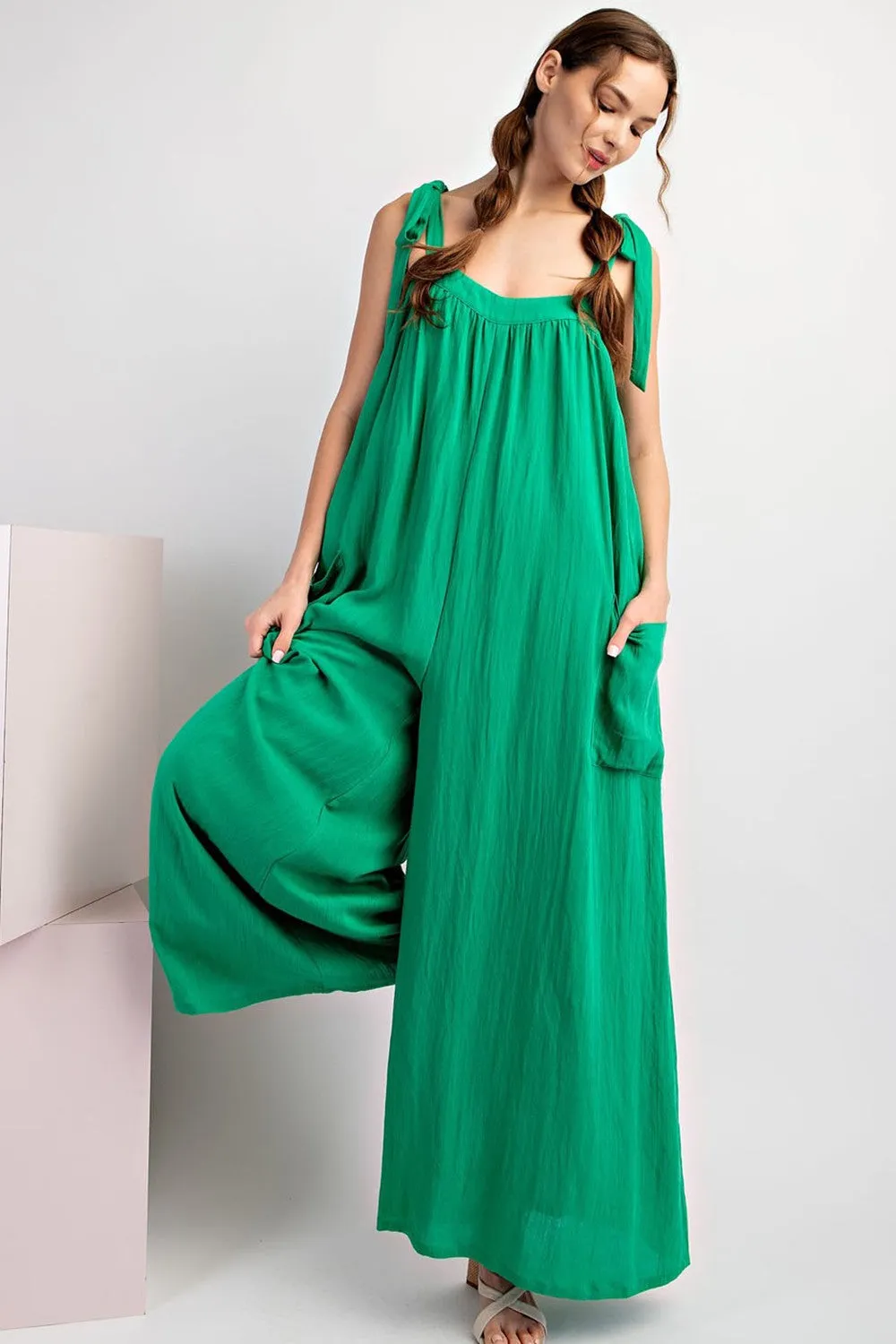 Green Tie Strap Jumpsuit