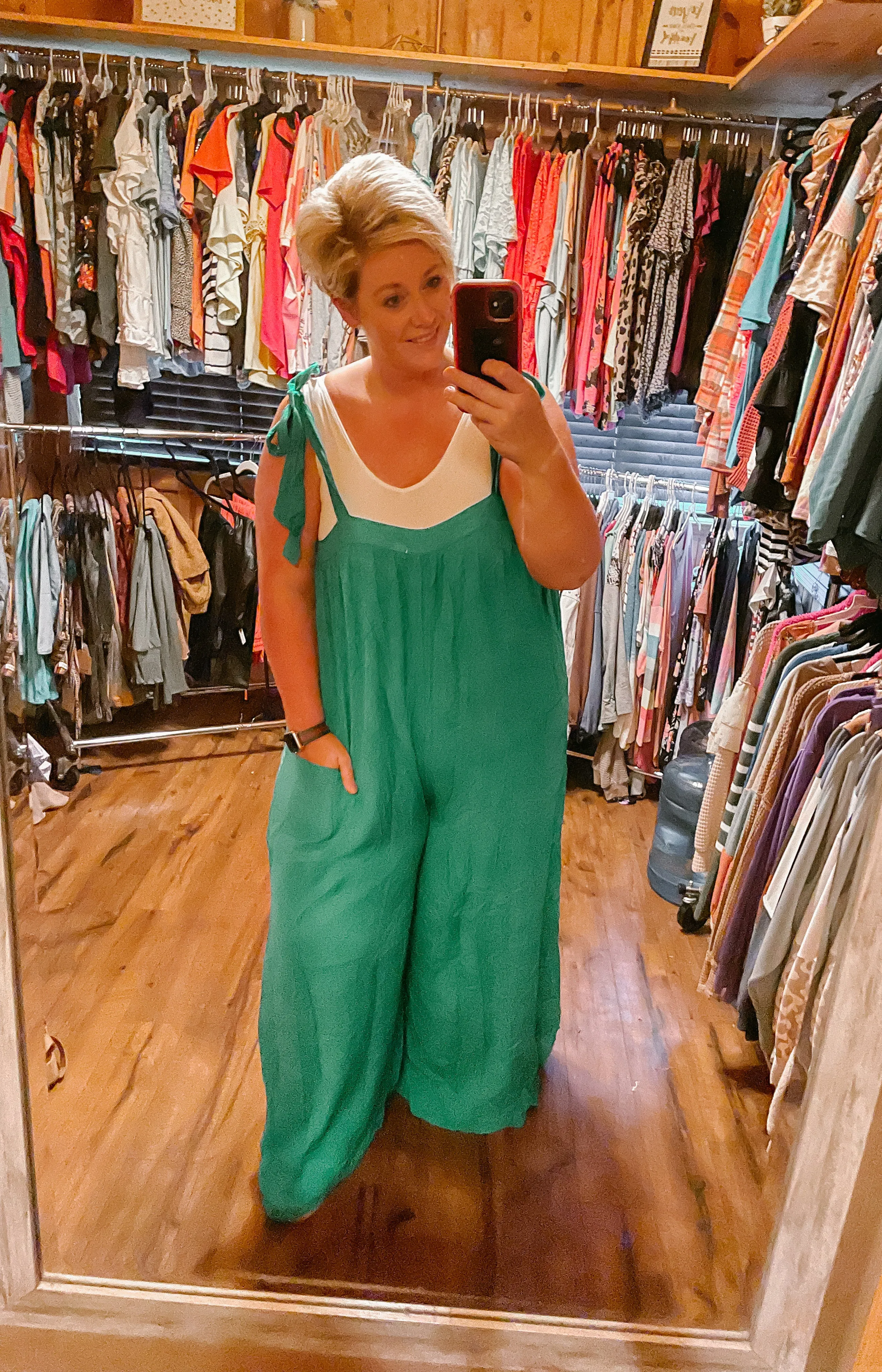 Green Tie Strap Jumpsuit