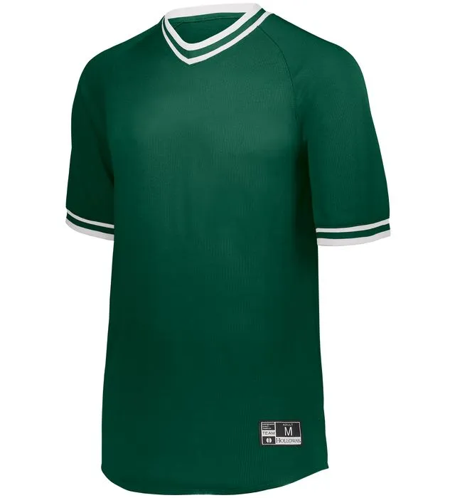 Holloway Forest Green/White Youth Retro V-Neck Baseball Jersey